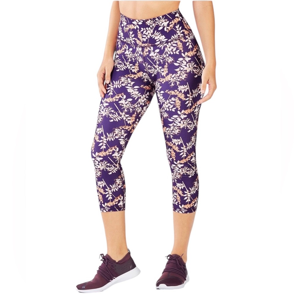 Fabletics Powerhold High Waisted Printed Floral Capri Leggings Womens 2X‎ NWT